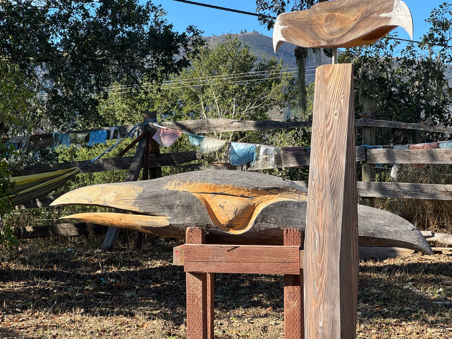 Outdoor sculpture, wood carving